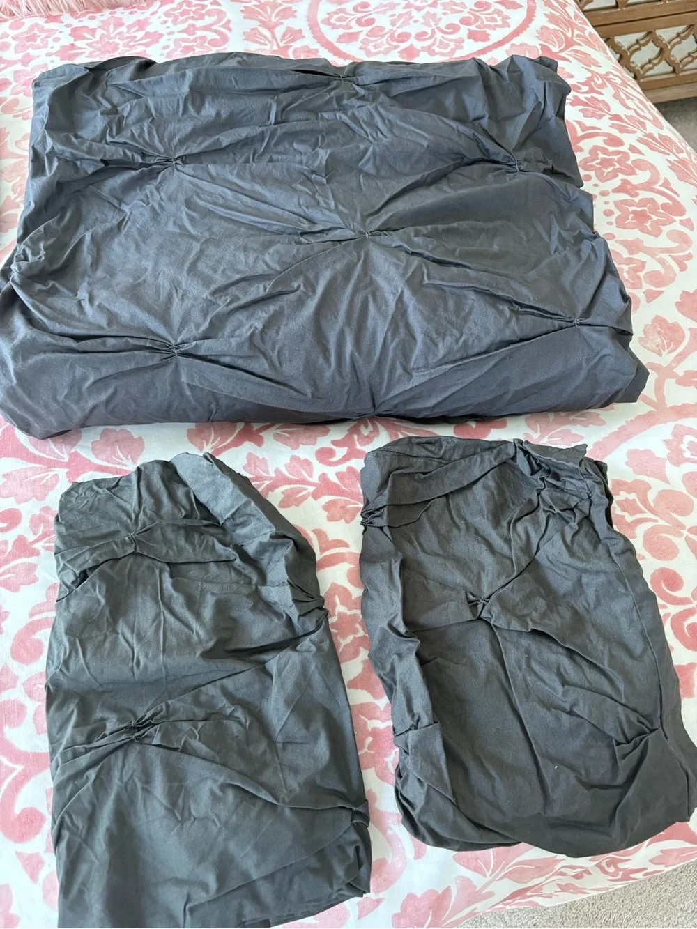 West Elm Charcoal Gray Organic Cotton Duvet Cover twin with euro and standard